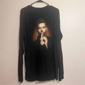 Ricky Martin Long Sleeve T Shirt Black Concert Crewneck T-Shirt Size Large